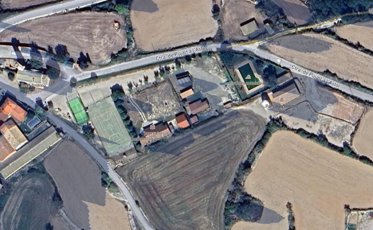 Mapa d'ombres de l'eclipsi a Pujalt